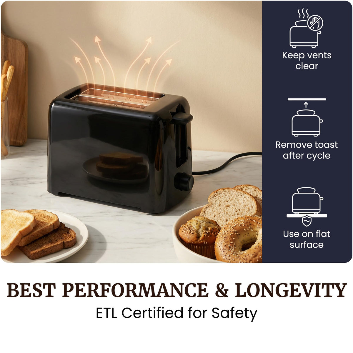 Elite Gourmet 2-Slice Cool Touch Toaster, Black
