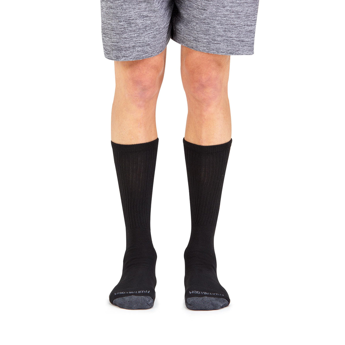 Fruit of the Loom Men's Dual Defense Crew Socks, 12 Pack, Black, M