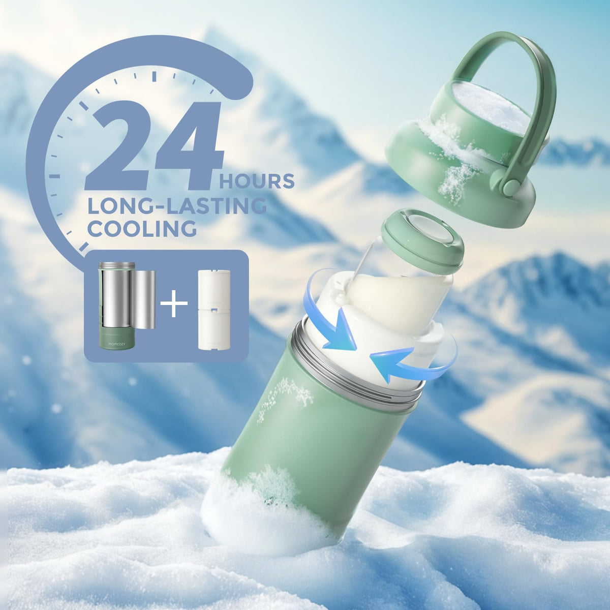 Momcozy Portable Breast Milk Cooler with 2 Bottles, 22 oz
