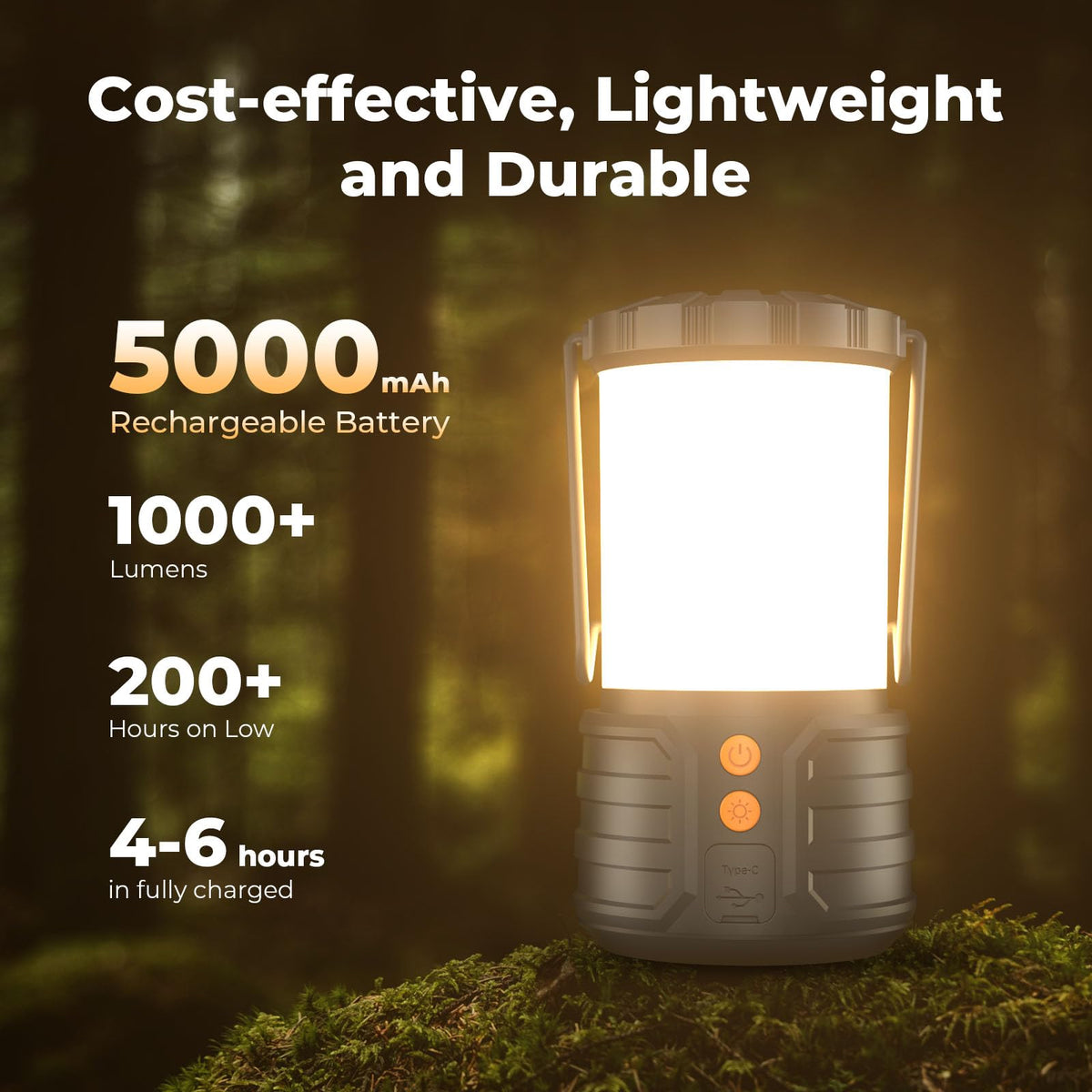 Rechargeable LED Camping Lantern, 5000 mAh