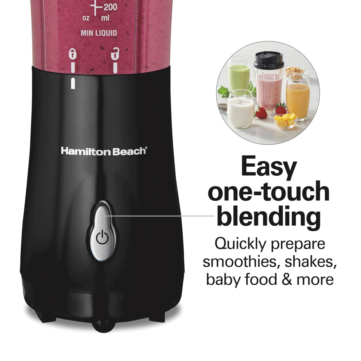 Hamilton Beach Personal Blender with 14 oz Travel Cup, Black (51101BC)