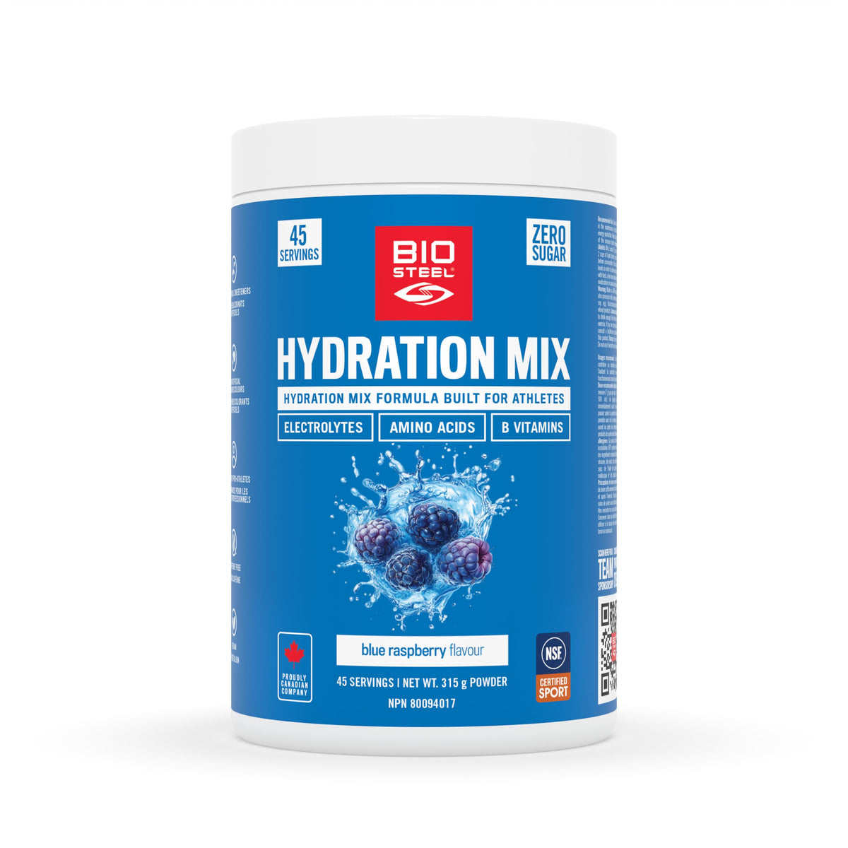 BioSteel Electrolyte Hydration Mix, Blue Raspberry, 45 Servings