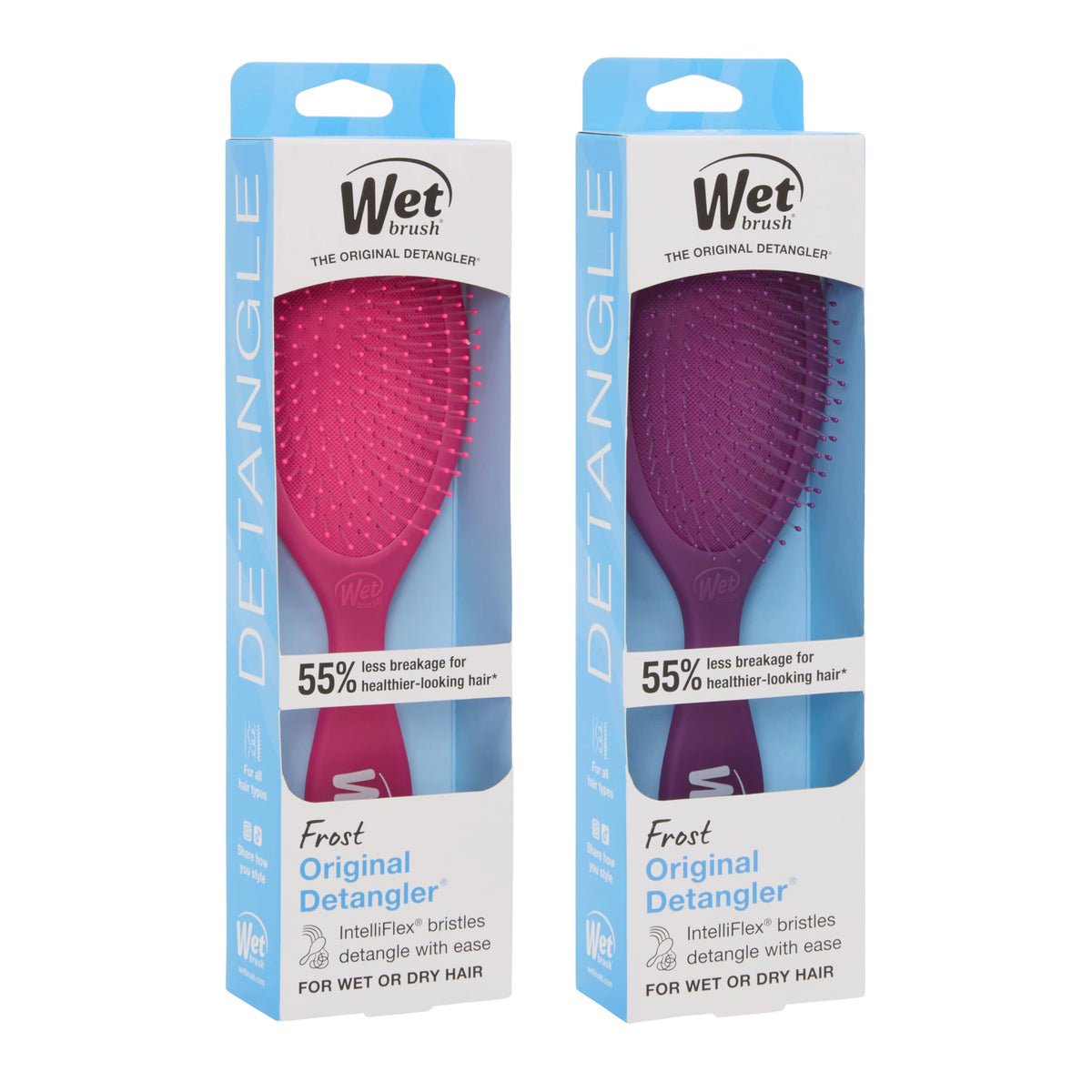 Wet Brush Original Detangler Brush, Pink and Purple, 2-Piece Bundle