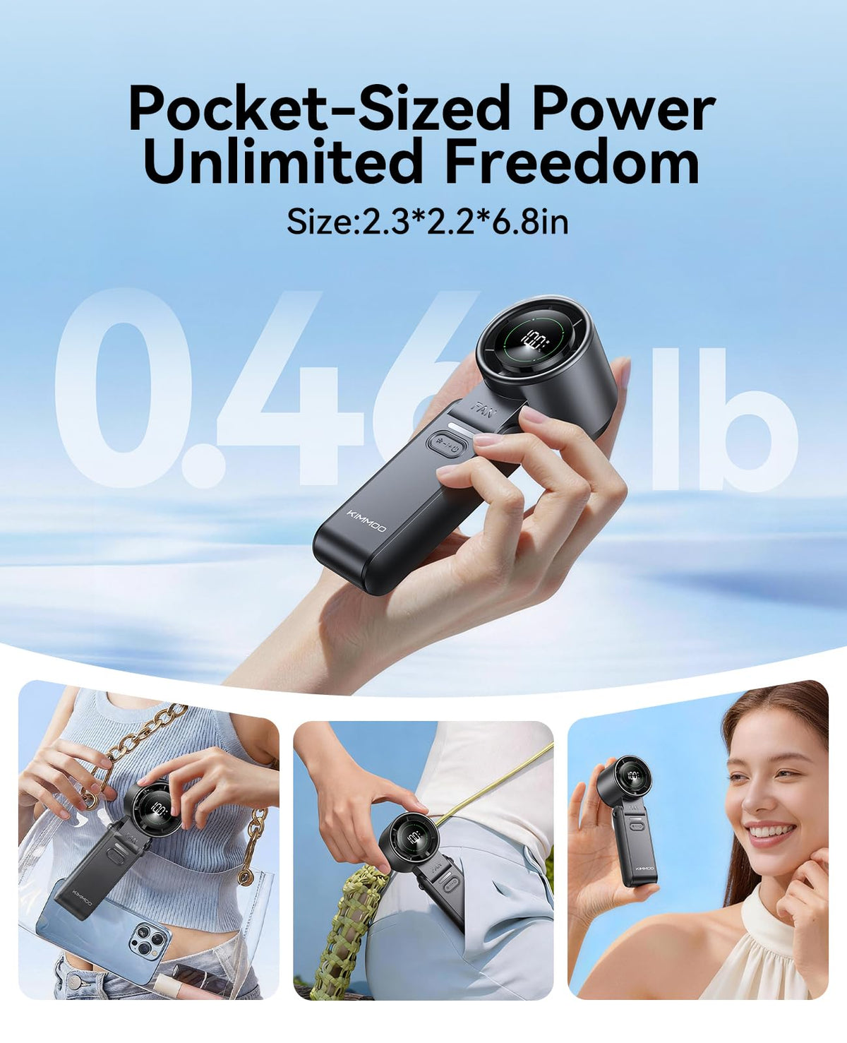 KIMMOO 3-in-1 Portable Handheld Turbo Fan -100 Speeds