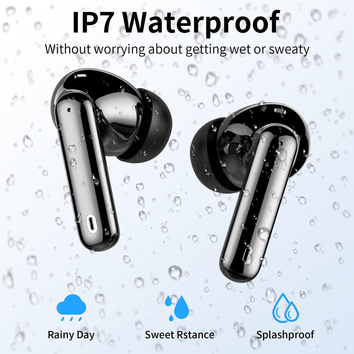 Btootos Wireless Earbuds with LED Display, Bluetooth 5.4, Black