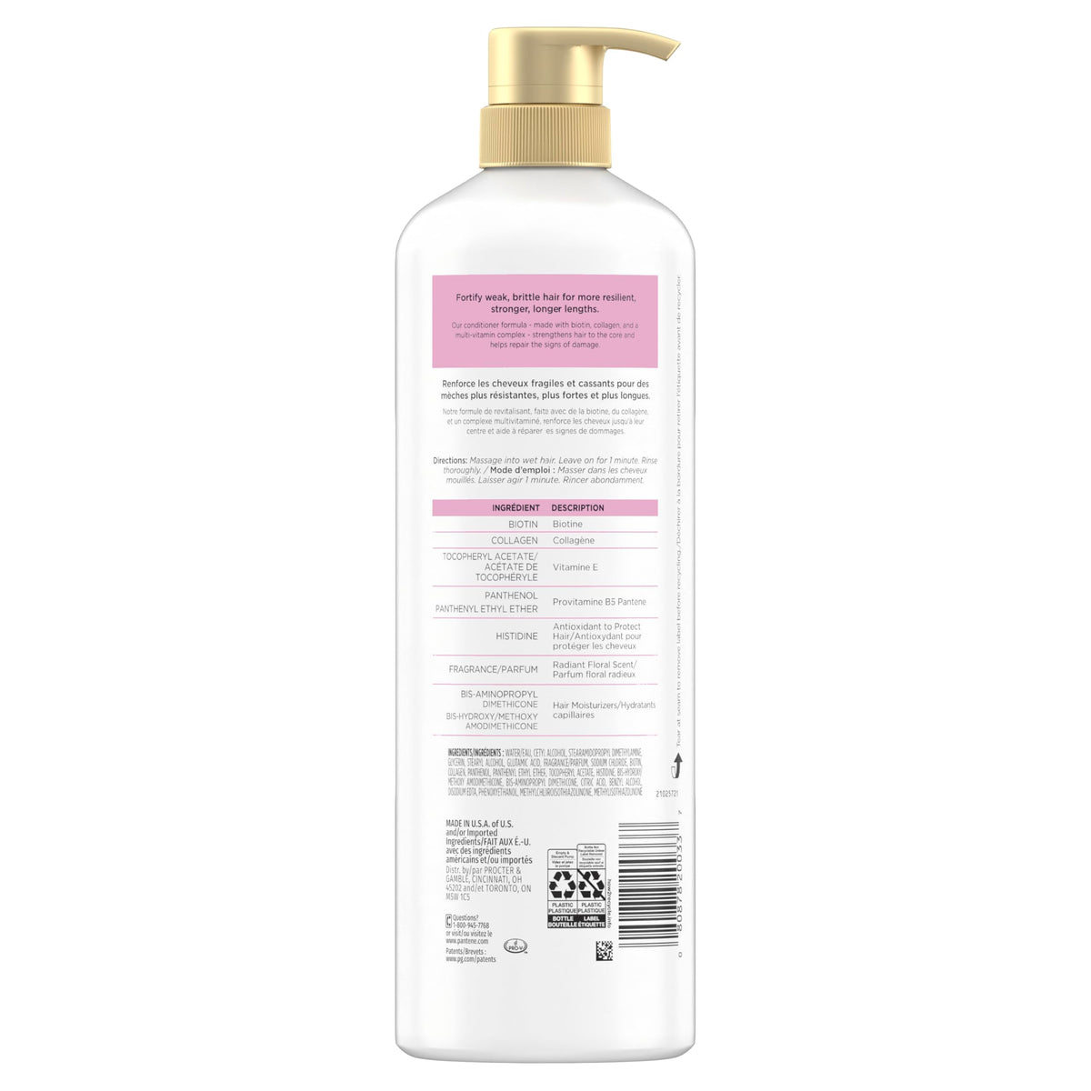 Pantene Pro-V Infinite Lengths Biotin + Collagen Conditioner, 888 mL