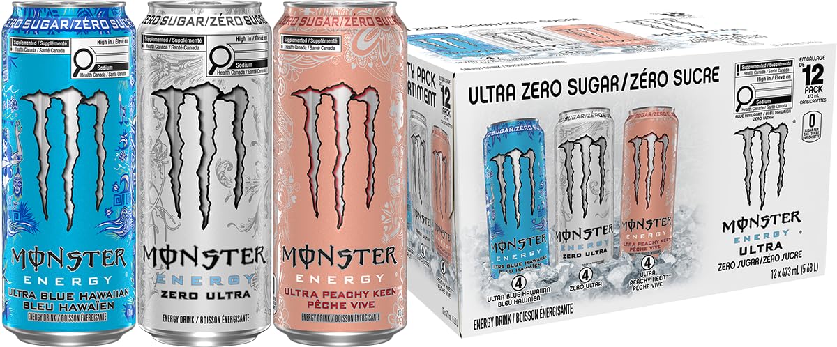 Monster Energy Ultra Variety Pack Zero Sugar, 12 x 473 ml