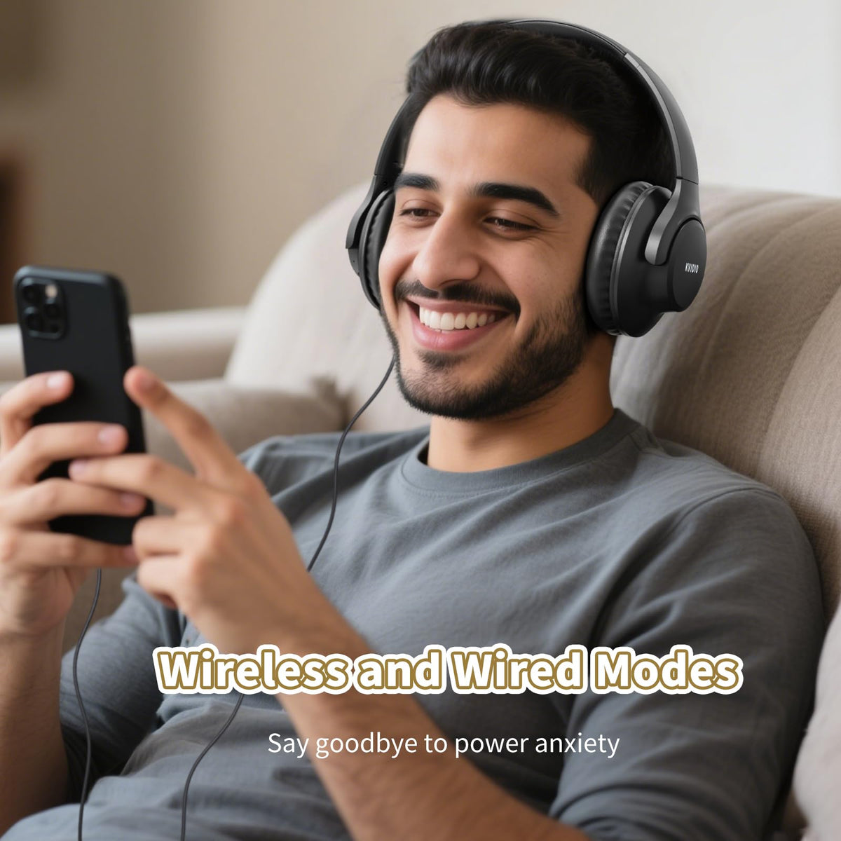 KVIDIO Foldable Over-Ear Bluetooth Headphones with Microphone