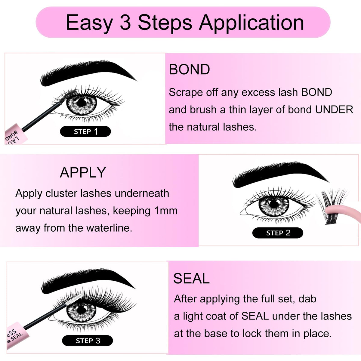 20D+40D DIY Lash Extension Kit with Bond, Seal & Tweezers