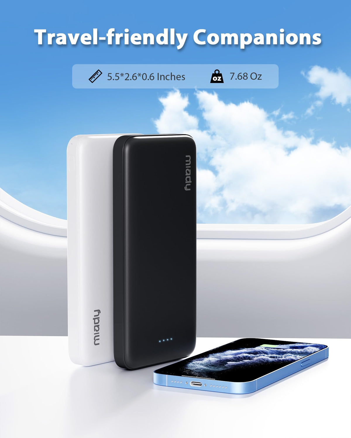 Miady 10000mAh Dual USB Portable Charger, 2-Pack