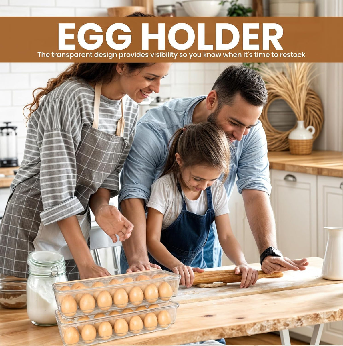 Kichly Egg Basket for Fridge with Lid, 14 Eggs, 2 Pack