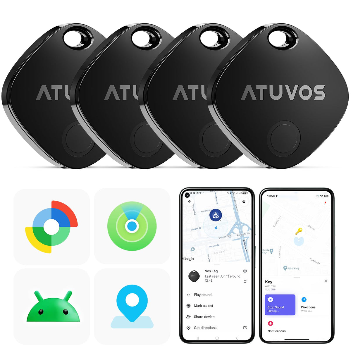 ATUVOS Air Tracker Smart Tags Pro, 4 Pack