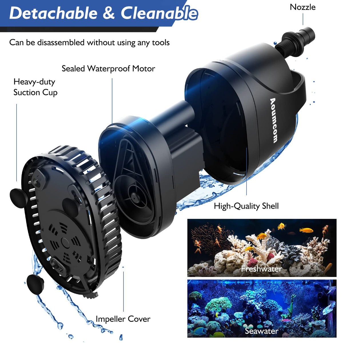Aoumcom 200 GPH Submersible Water Pump, 10W