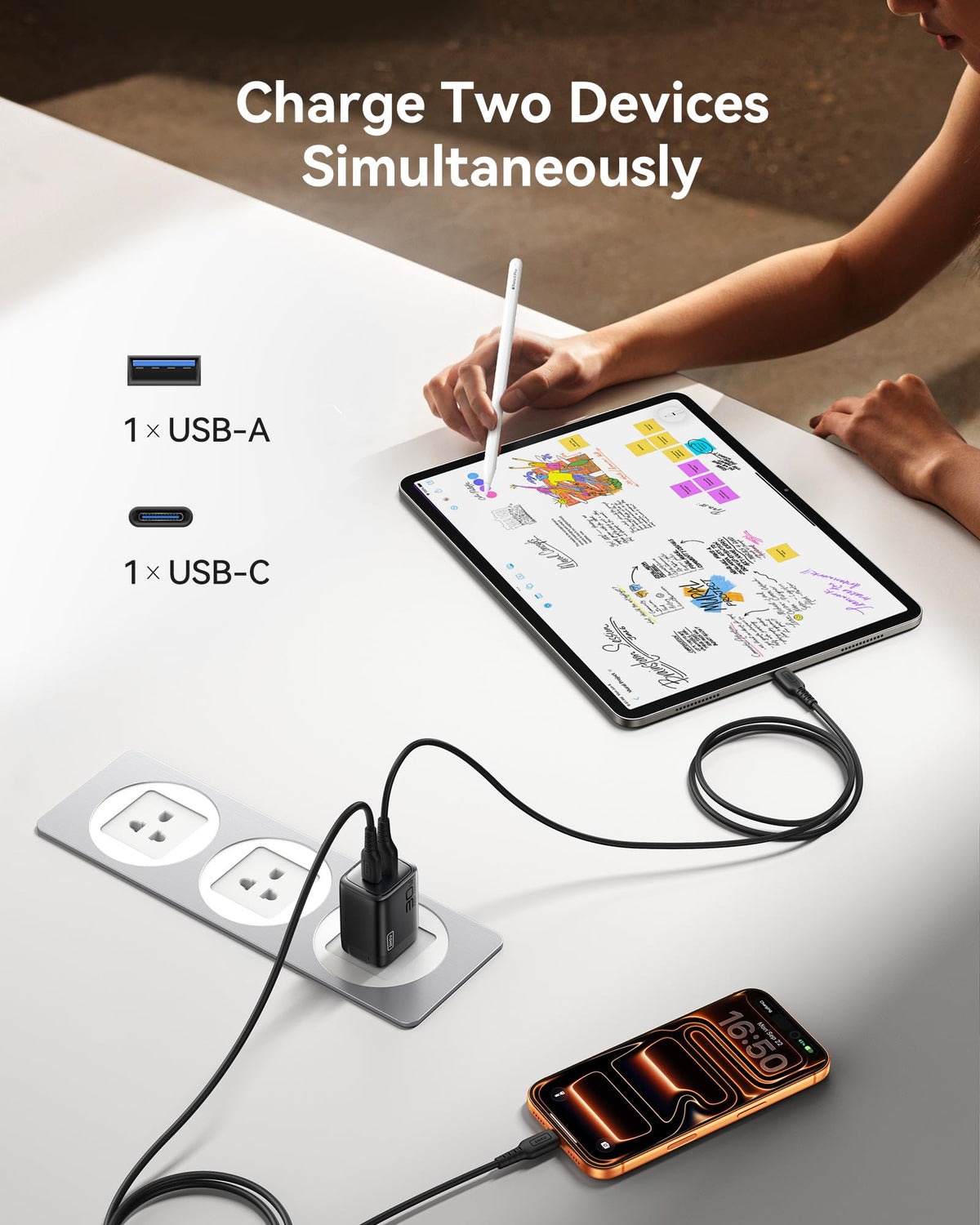 INIU 30W GaN USB C Charger with Cable, Foldable, 2 Pack