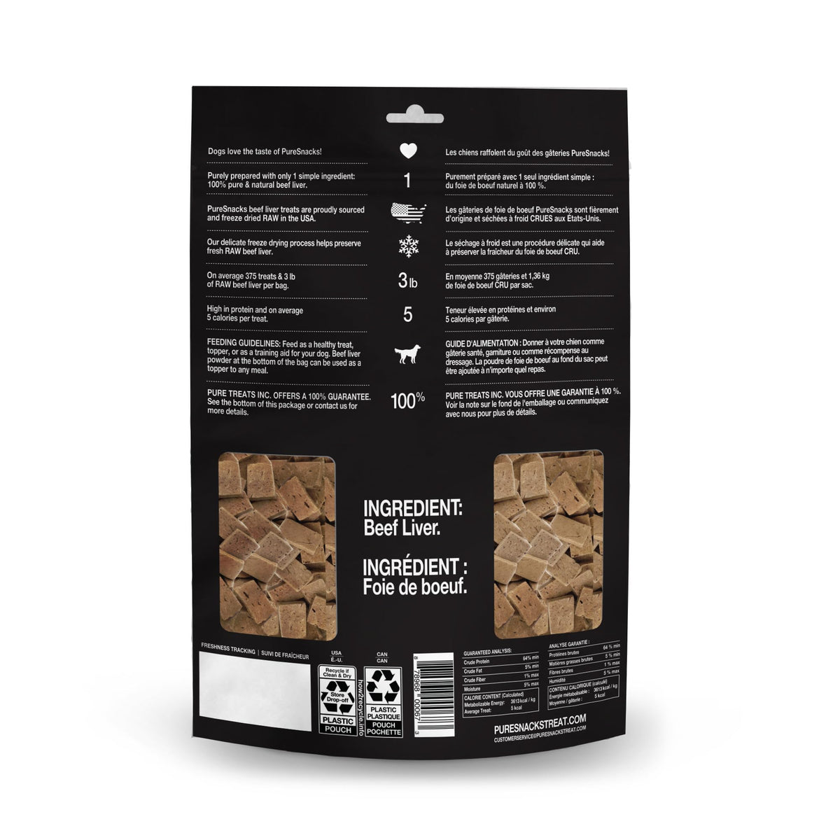PureSnacks Freeze Dried Beef Liver Dog Treats, 410 g
