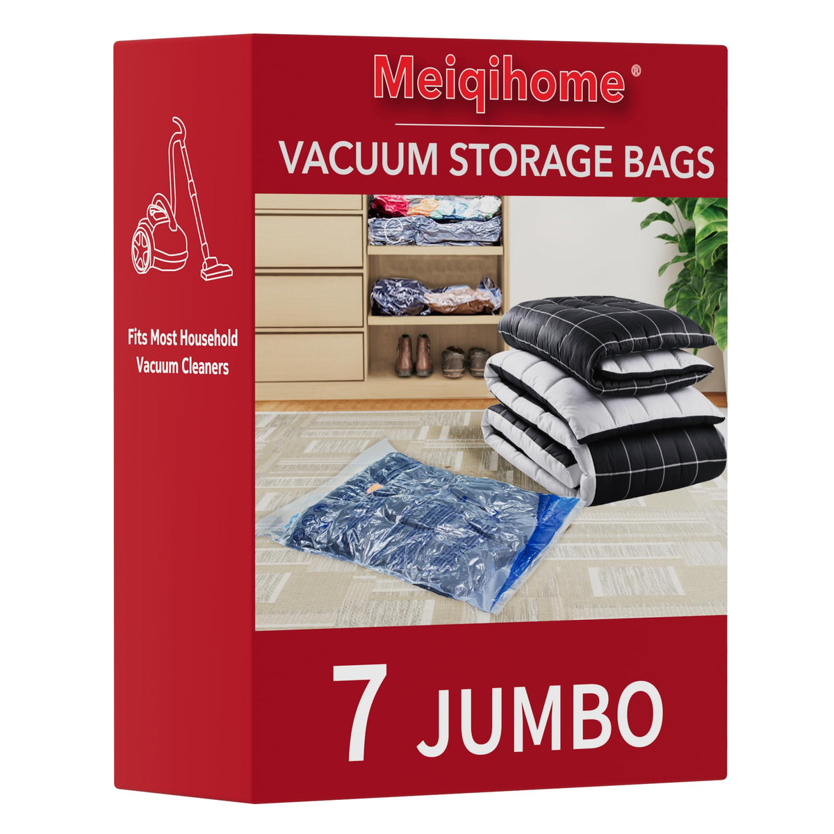 MEIQIHOME Jumbo Vacuum Storage Bags, 39 x 27.5 in, 7 Pack