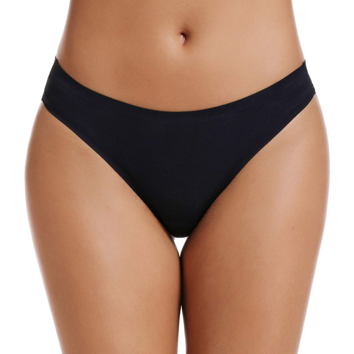 VOENXE Seamless No-Show Breathable Thongs, 5-Pack, Basics