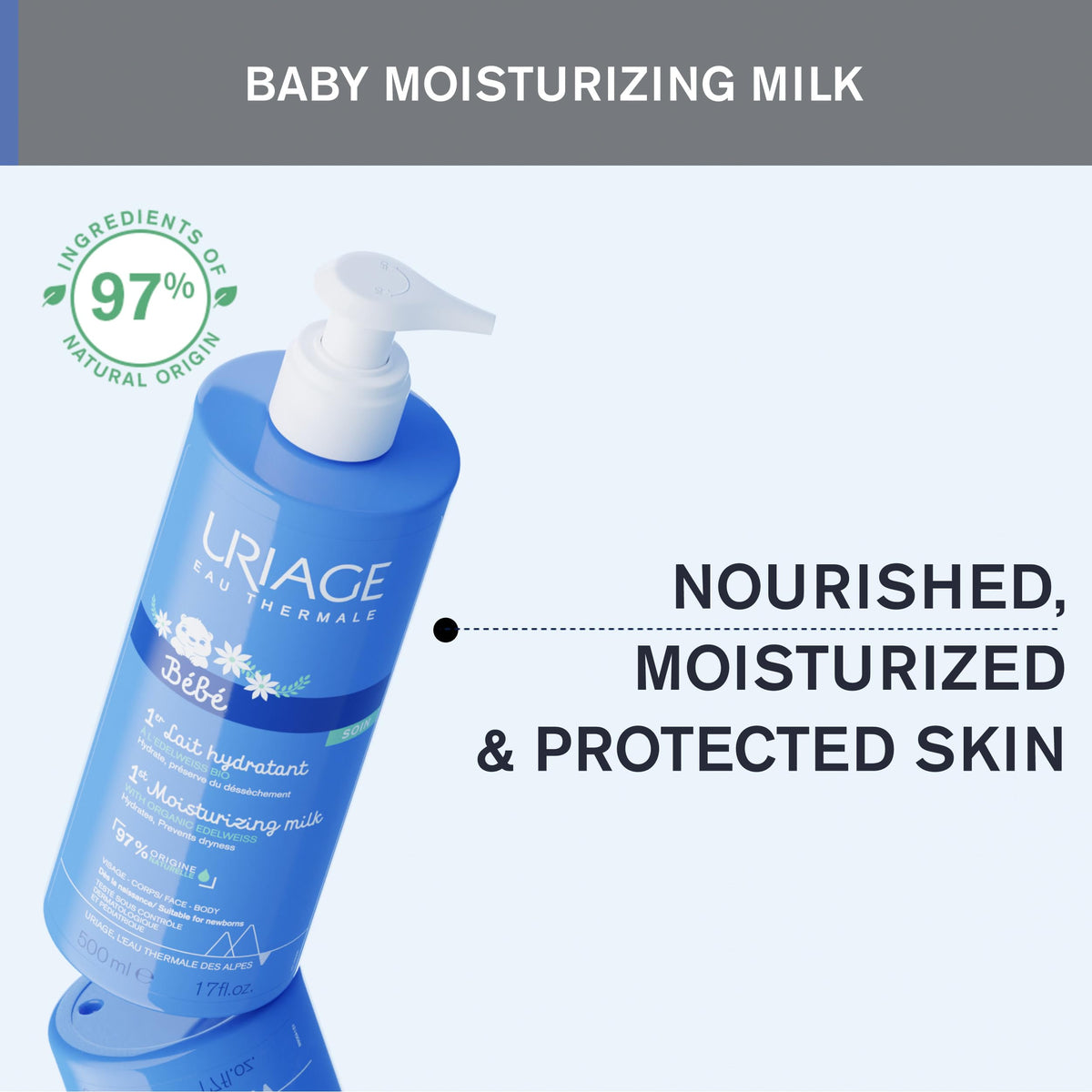 Uriage Bébé 1st Moisturizing Cream with Edelweiss & Shea, 500 mL