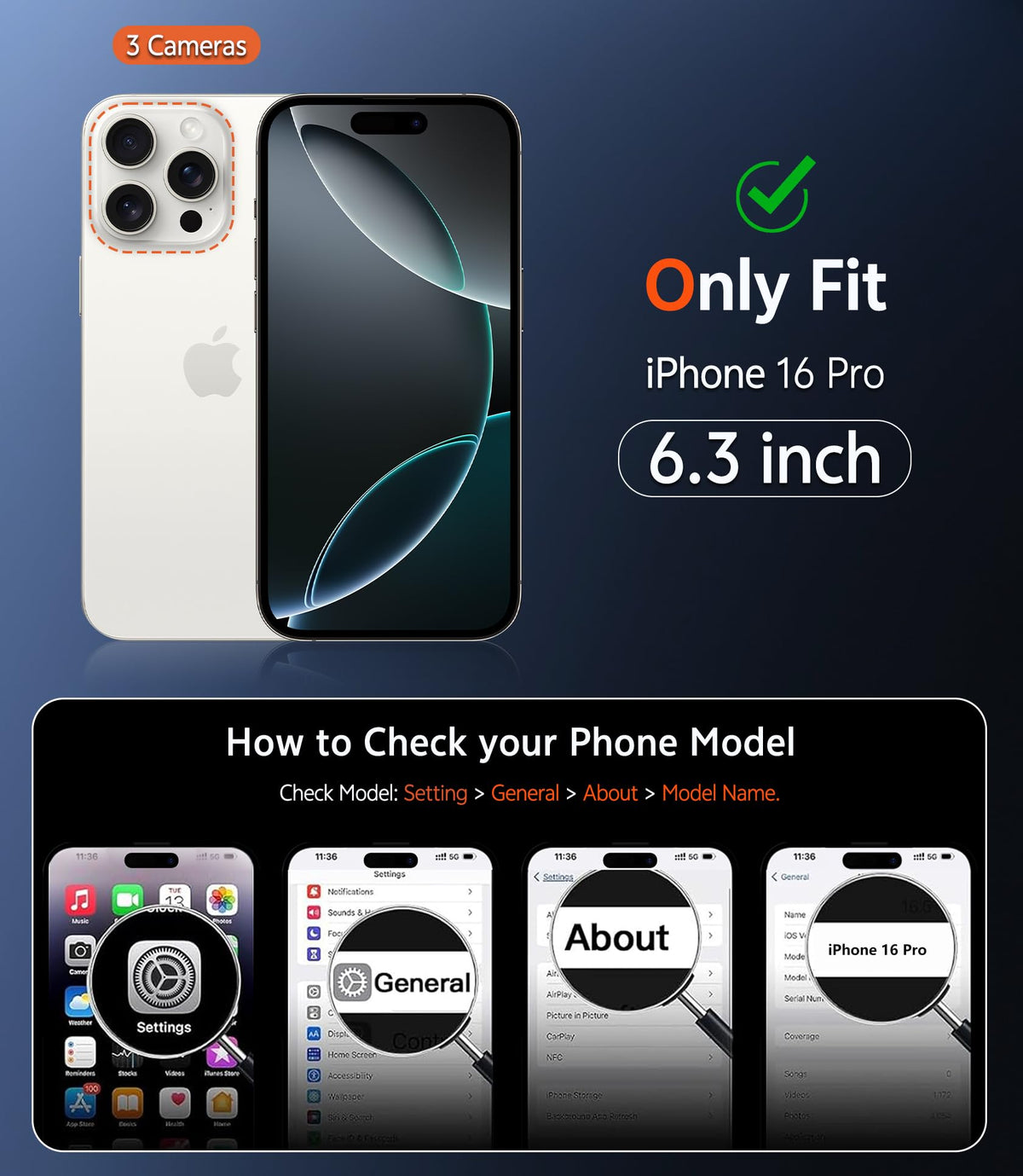 FNTCASE iPhone 16 Pro Clear Magnetic Case with Screen Protector