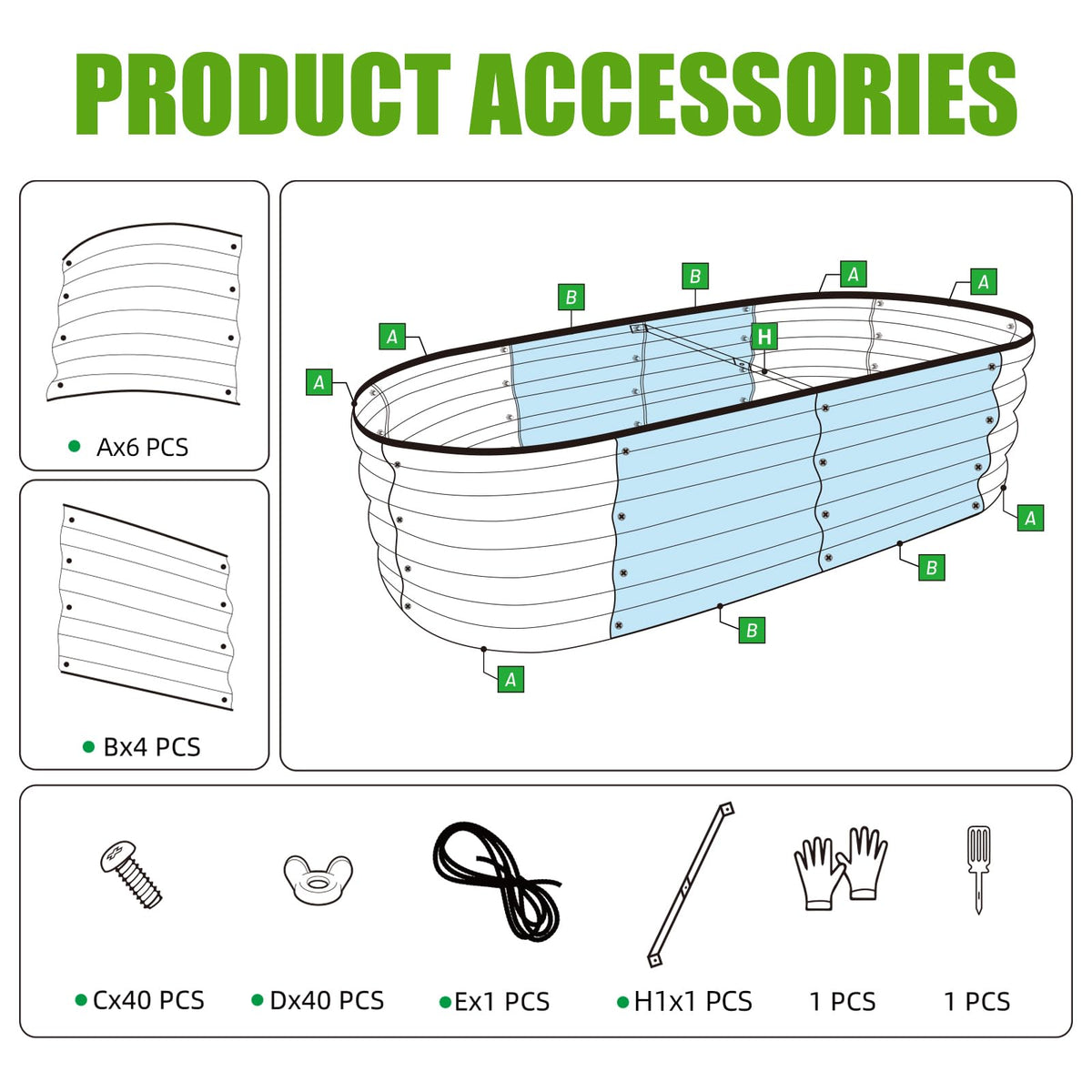 SnugNiture Galvanized Raised Garden Bed, 2 Pieces, 4x2x1 ft, Brown