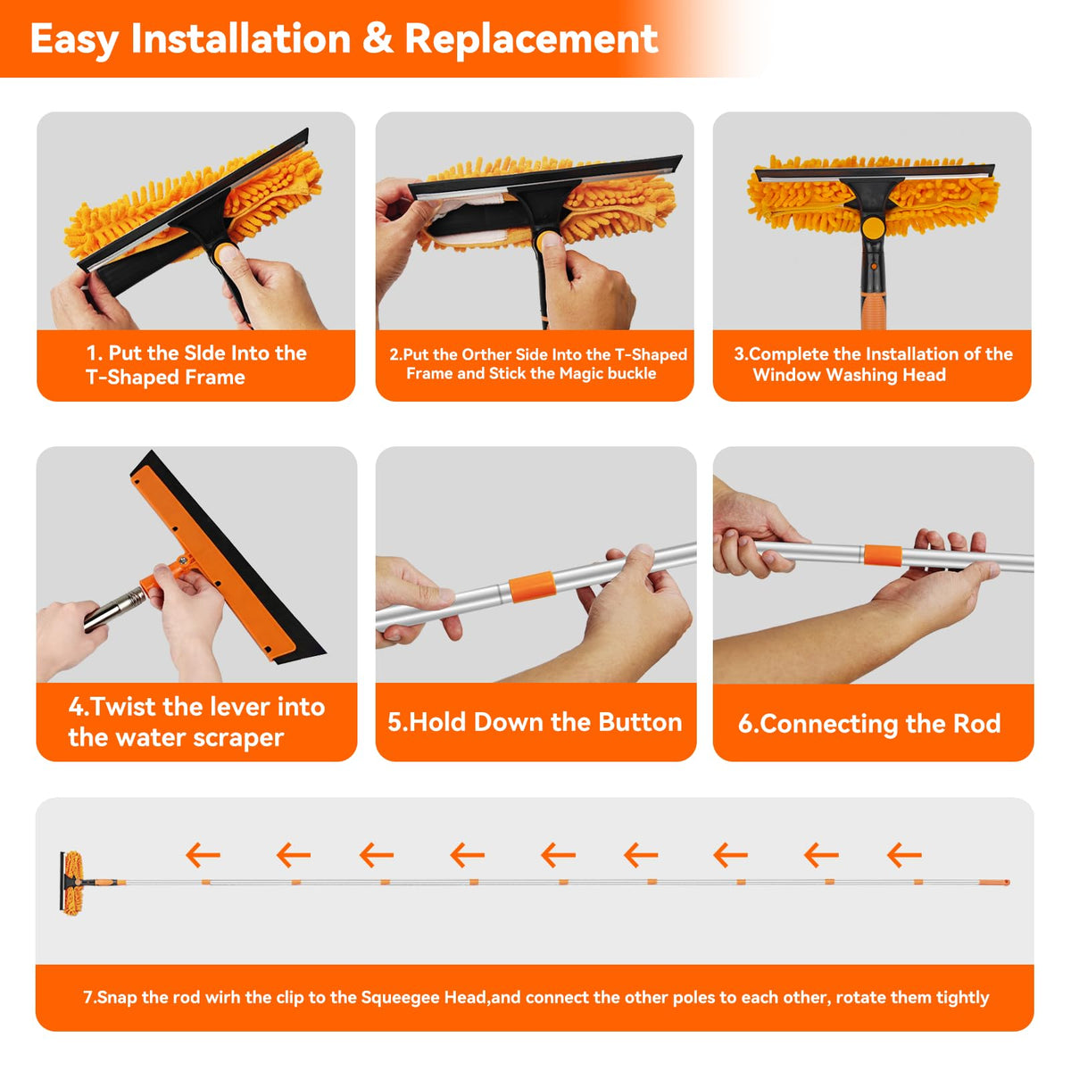 Double-Sided Window Squeegee Cleaning Kit, 2-in-1