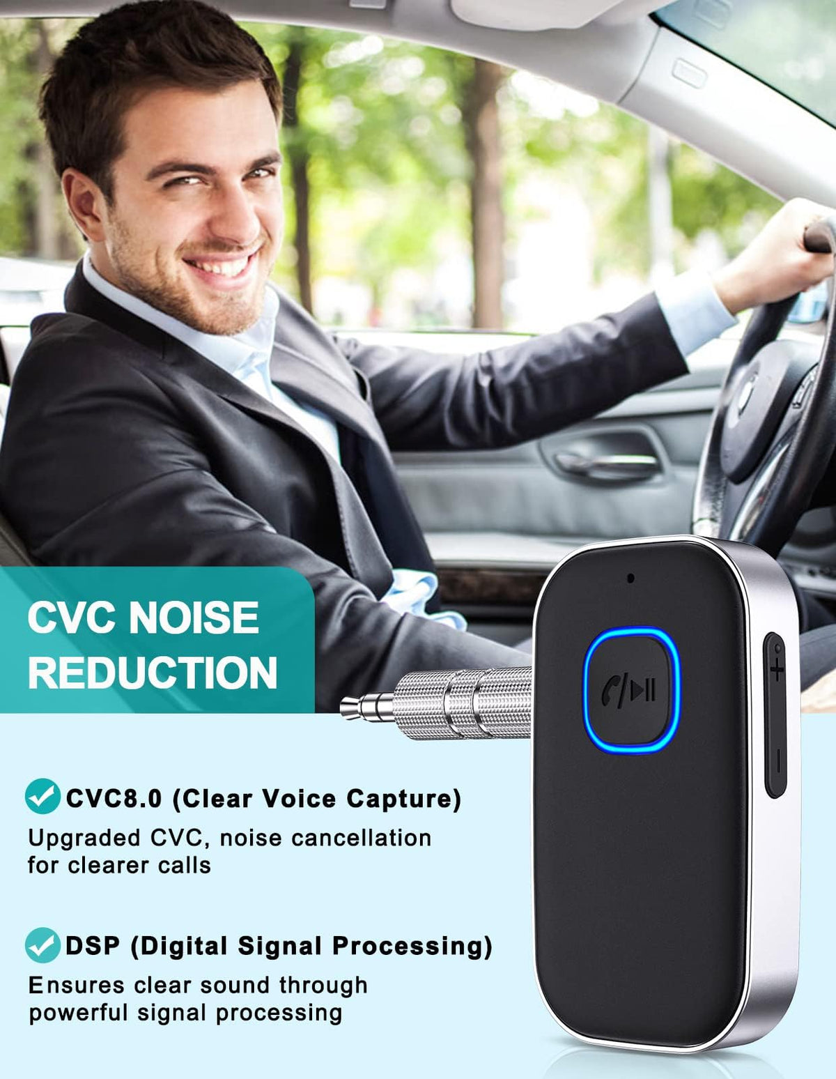 WOCBUY Bluetooth Car Adapter, 3.5mm AUX Receiver
