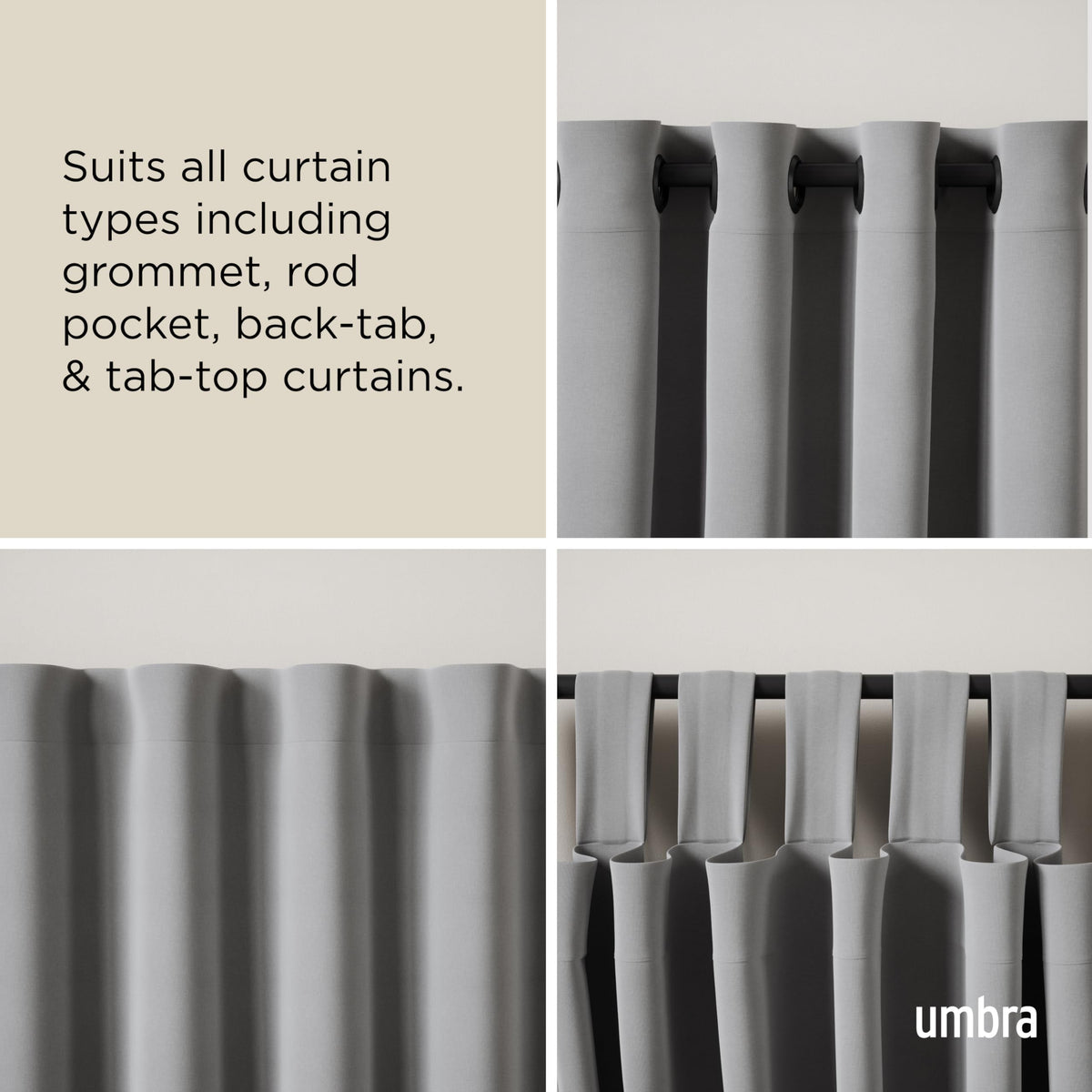 Umbra Twilight Curtain Rod Set, Wrap Around, 30 to 84 Inches, Black