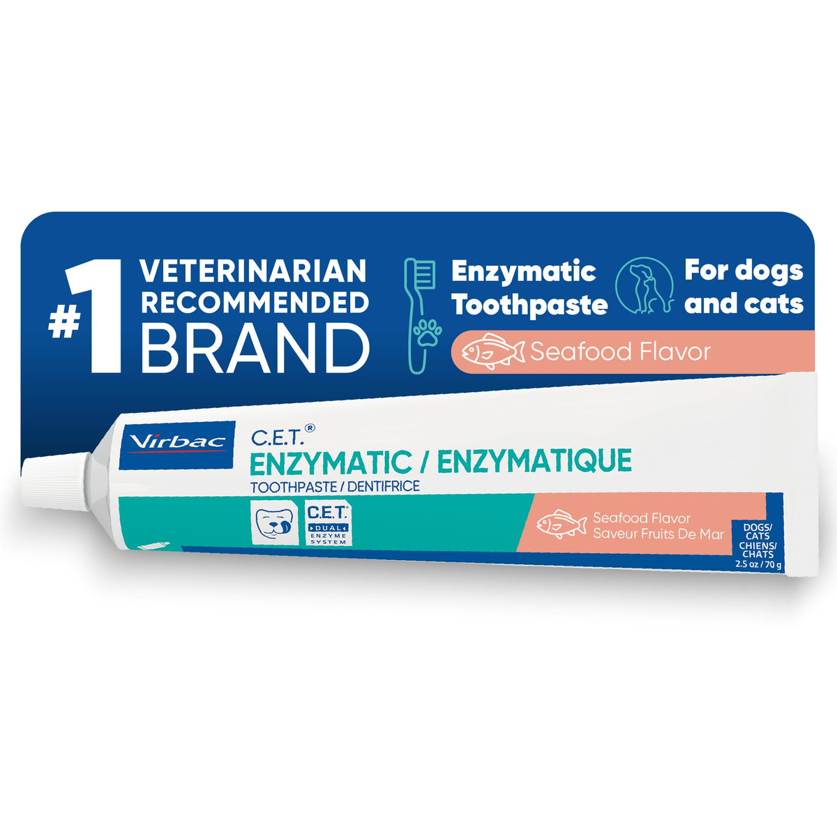 Virbac C.E.T. Enzymatic Toothpaste, Tartar Control, Seafood, 2.5oz