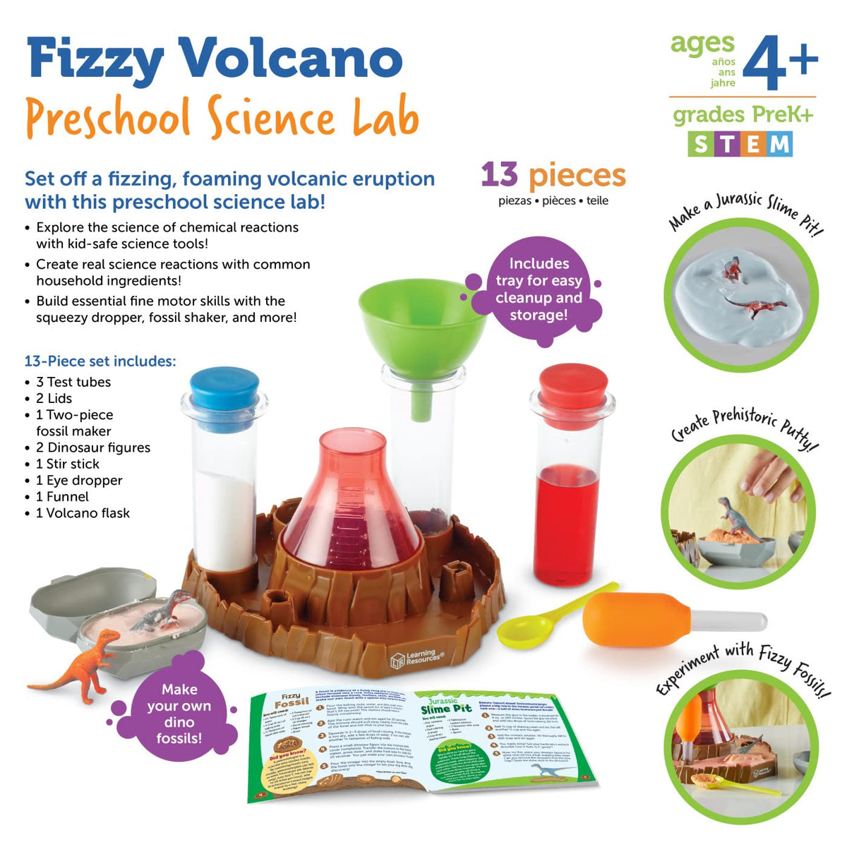 Learning Resources Fizzy Volcano Science Lab, 13 Pieces, Ages 4+