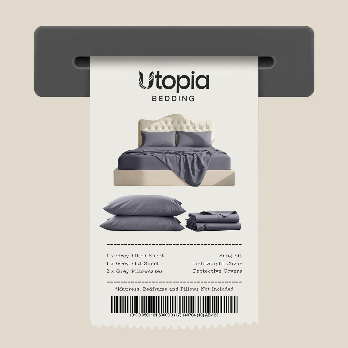 Utopia Bedding Brushed Microfibre Sheet Set, Queen, Grey