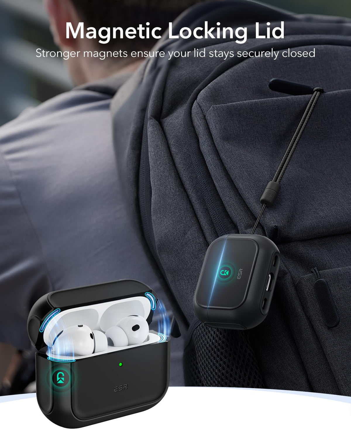 ESR Case for AirPods Pro 3 with Lanyard, MagSafe Compatible, Black