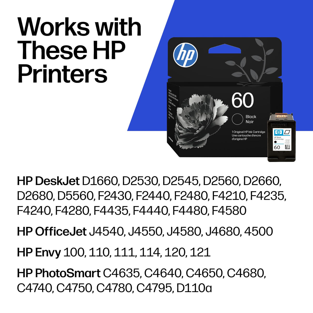 HP 60 Original Black Ink Cartridge, CC640WN