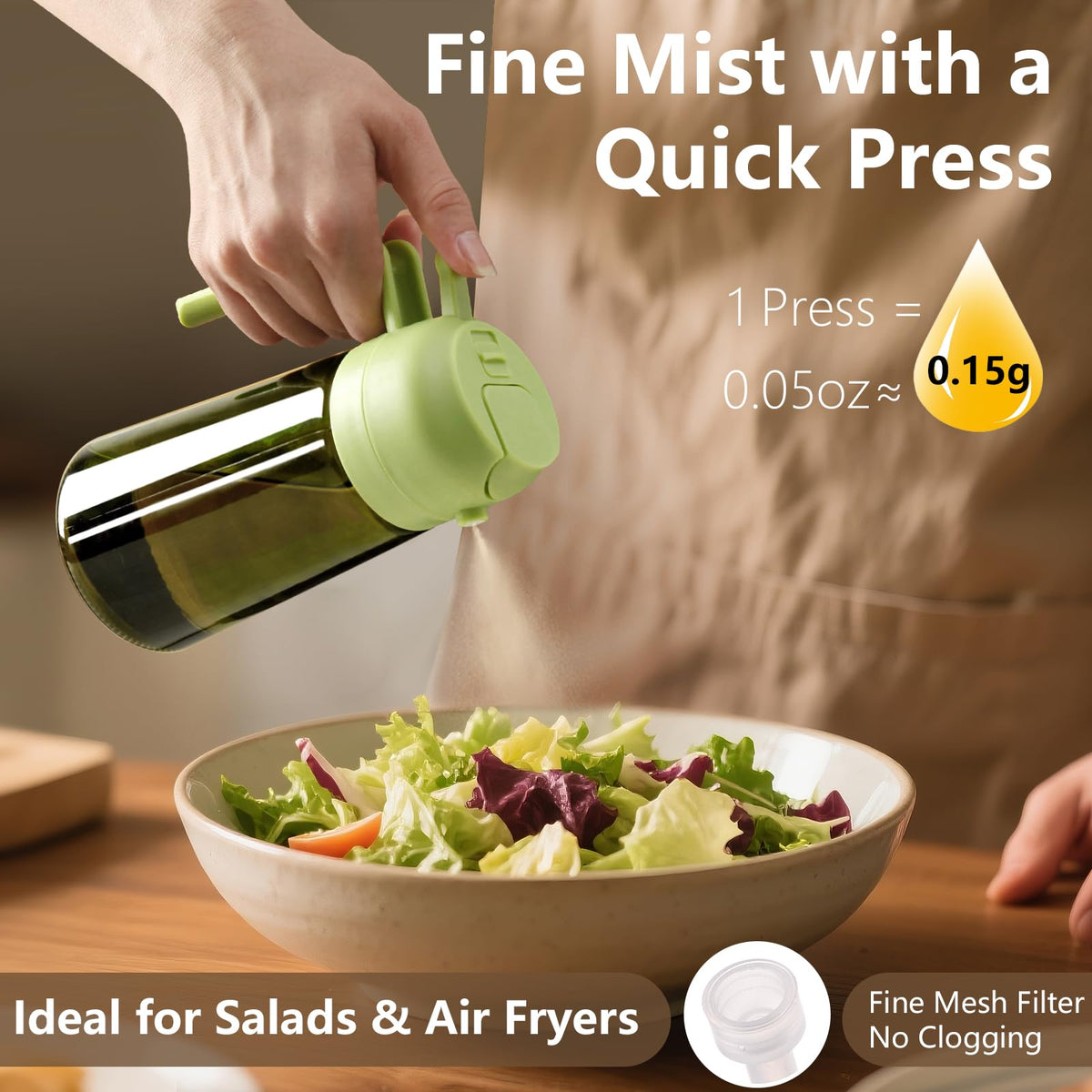 SWEET VIEW Glass Olive Oil Dispenser & Sprayer, 470 ml (2 Pack)