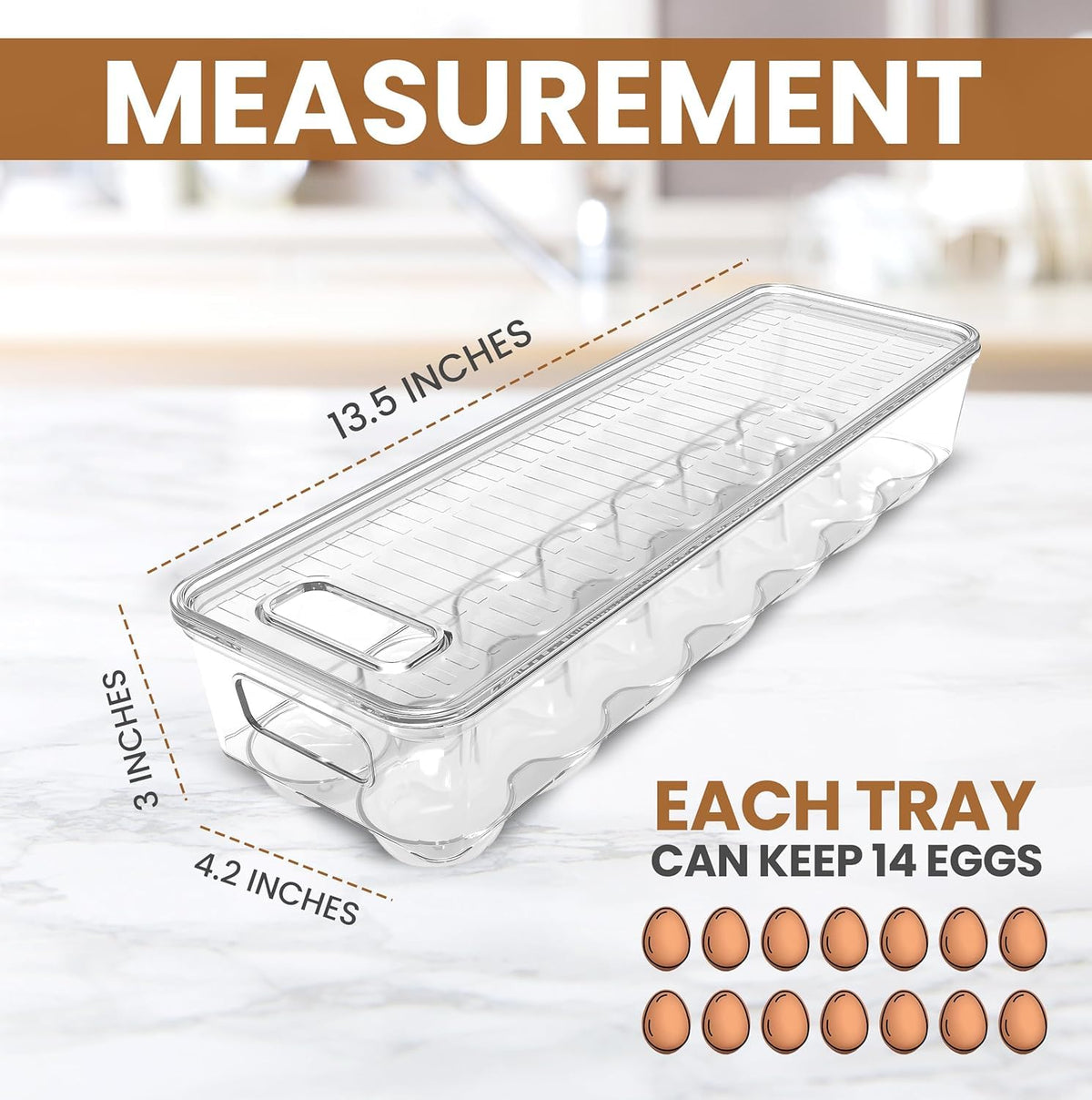 Kichly Egg Basket for Fridge with Lid, 14 Eggs, 2 Pack