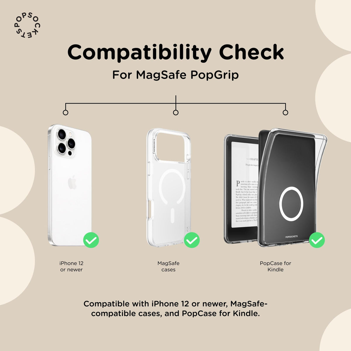 PopSockets Phone Grip for MagSafe with Kickstand, Black