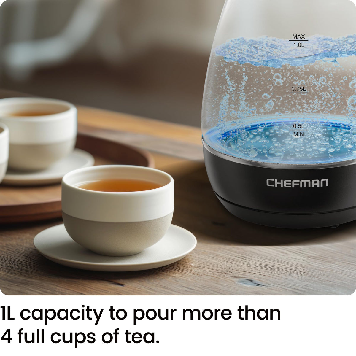 Chefman 1 L Electric Tea Kettle with LED Lights