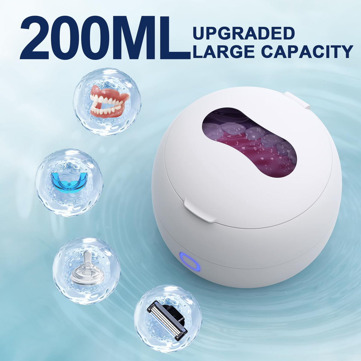 Ultrasonic Retainer Cleaner Machine, 24W, 200 mL, White