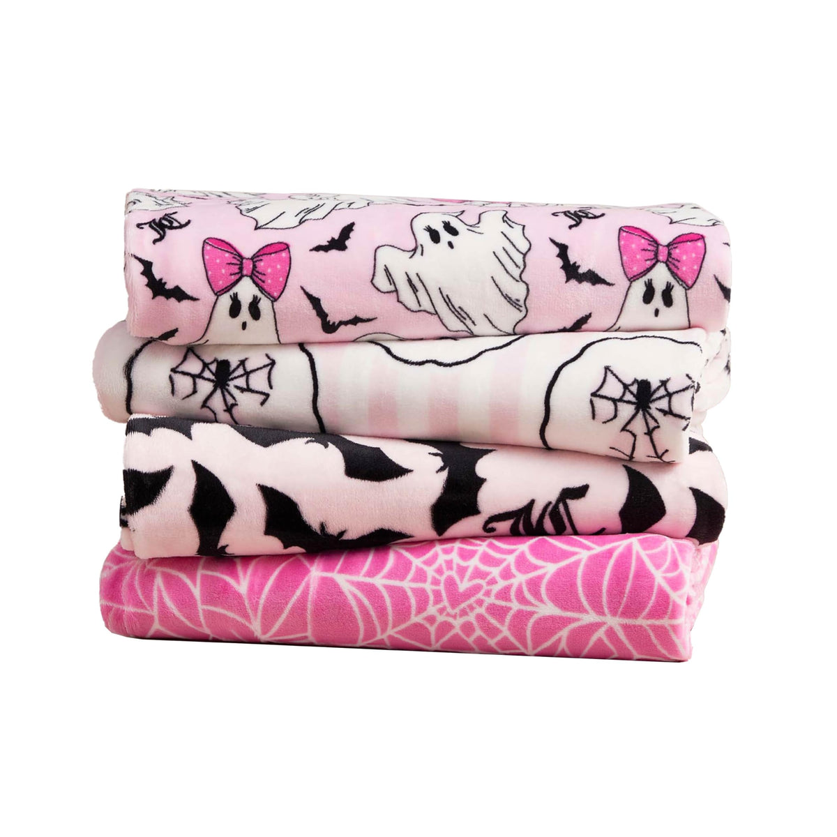 Juicy Couture Girly Ghosts Plush Throw Blanket, Light Pink, 50x60 Inch