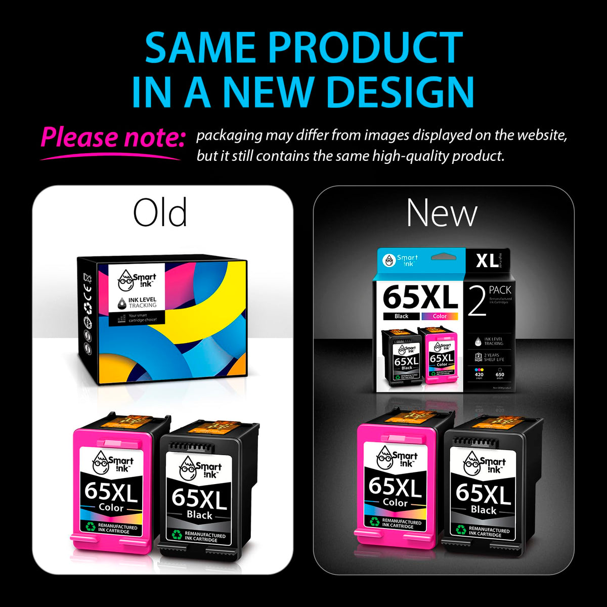 Smart Ink Remanufactured HP 65XL Ink, Black & Colour (2 Pack)
