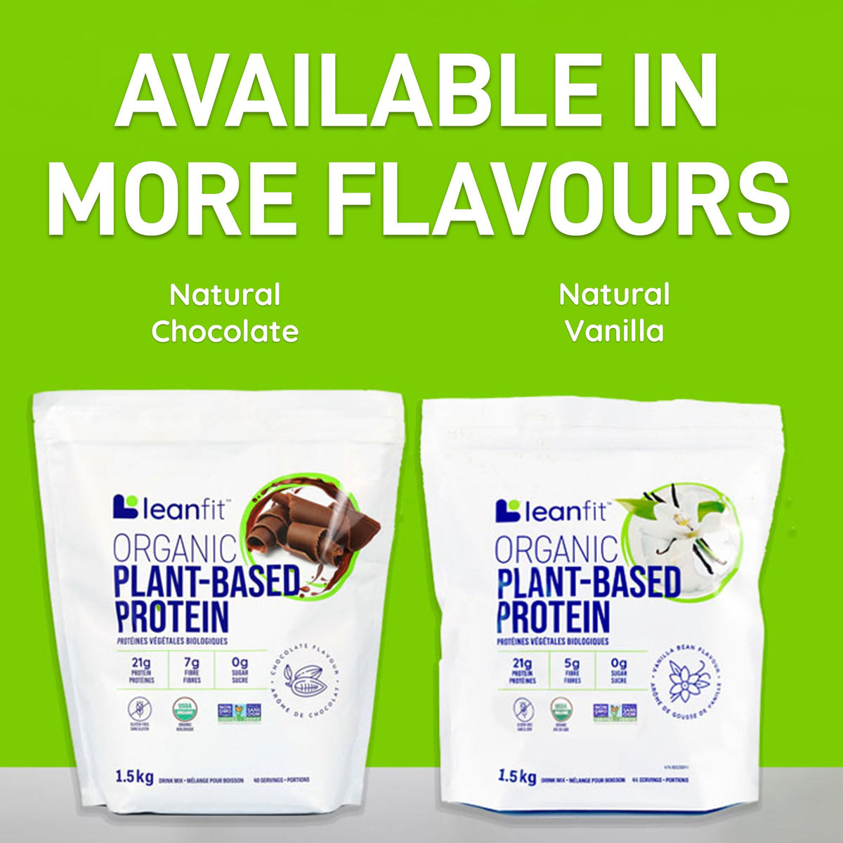 LeanFit Organic Plant-Based Protein, Natural Chocolate, 1.5 kg