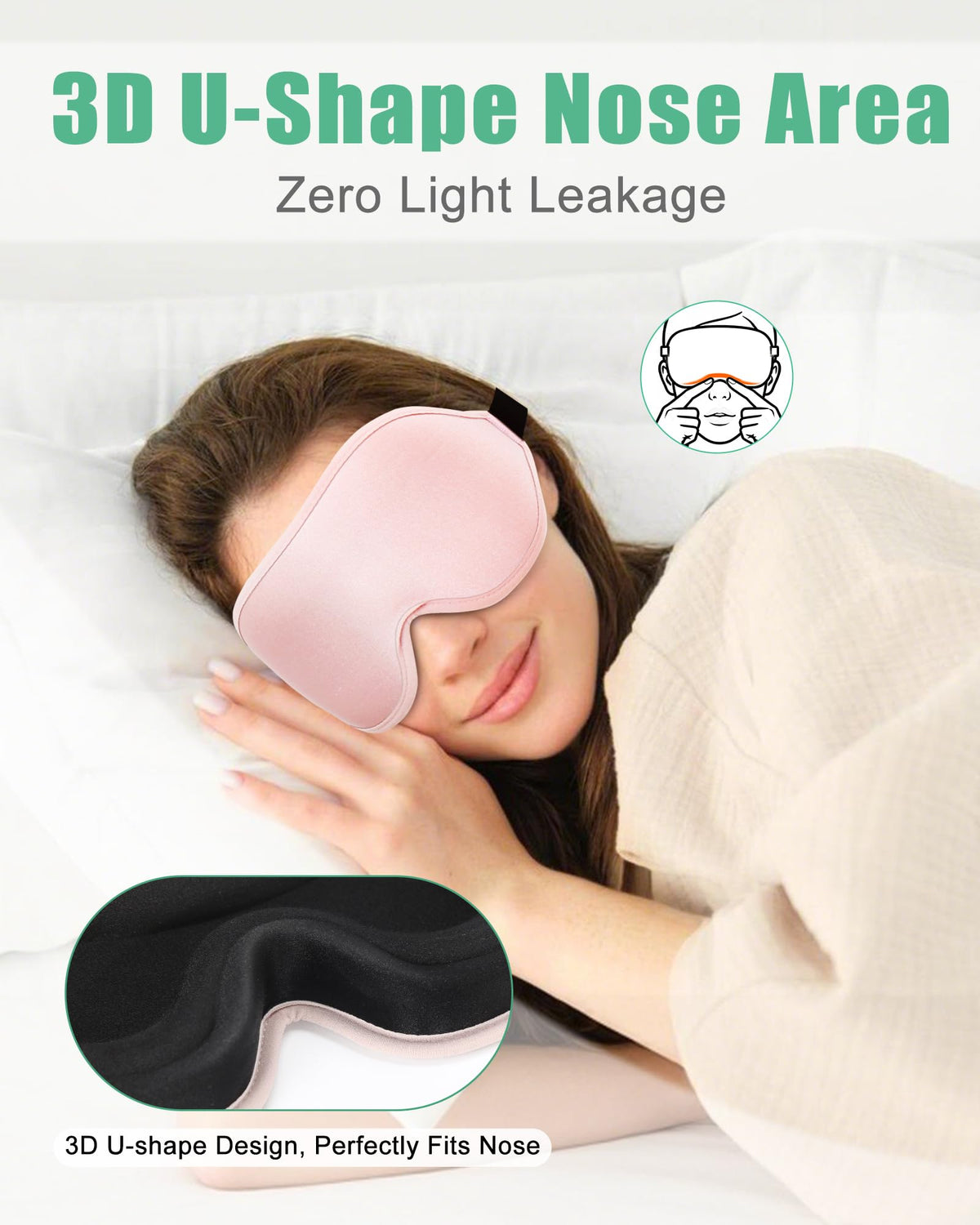 Blackout Sleep Mask for Women and Men, 2 Pack, Black and Pink