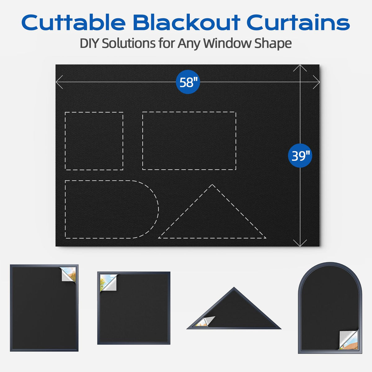 Tlany Portable Blackout Window Shade, 39 x 58 in, Black