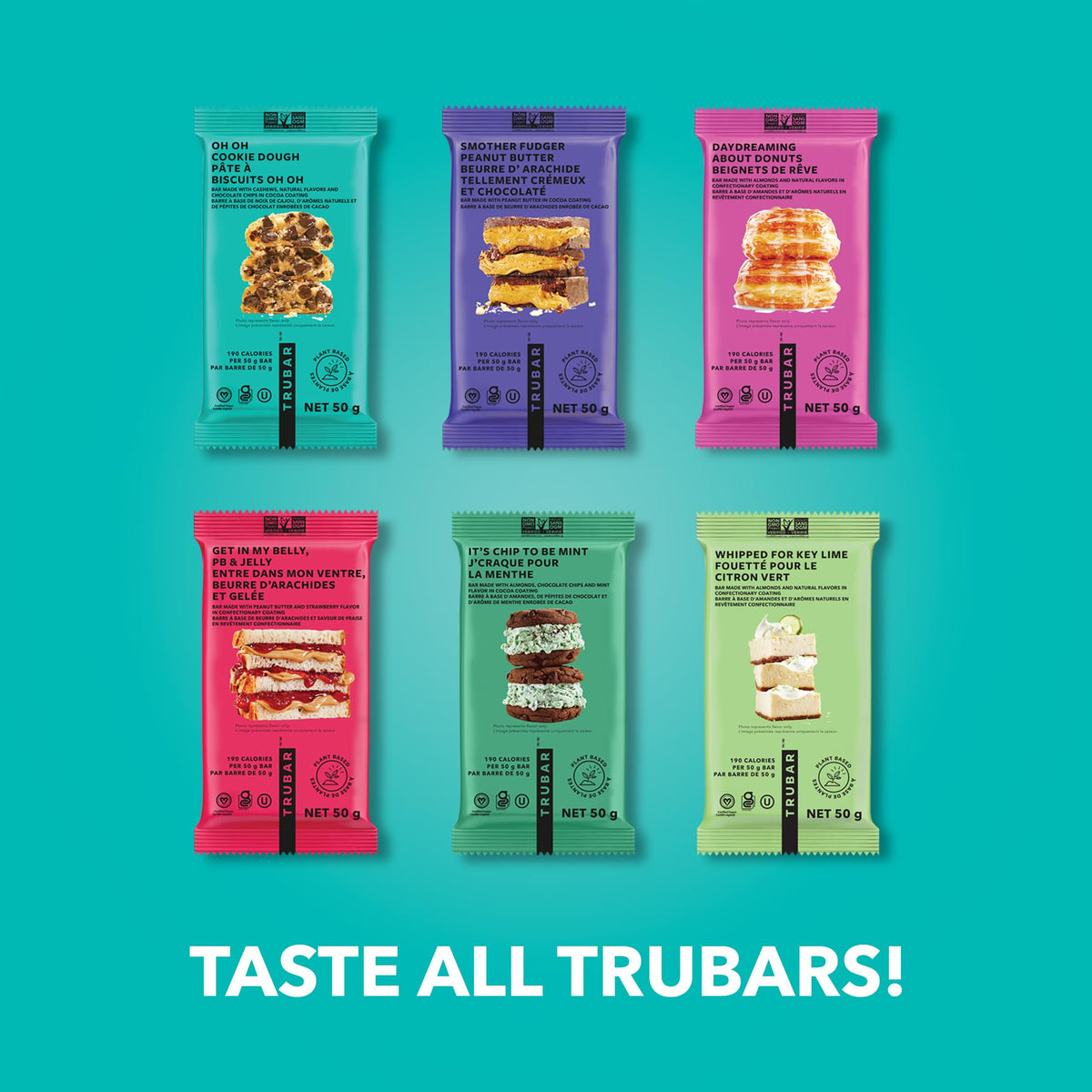 TRUBAR Vegan Protein Bars, Oh Oh Cookie Dough, 12 Count