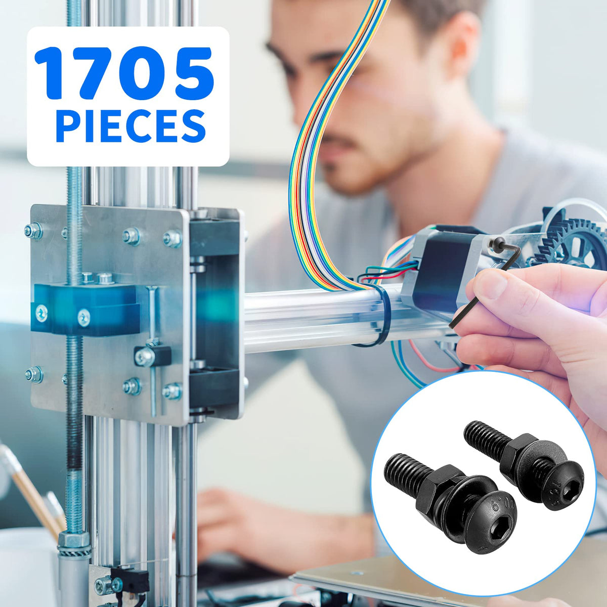 Metric Machine Screw Assortment Kit, M2-M5 (1705 Pieces)