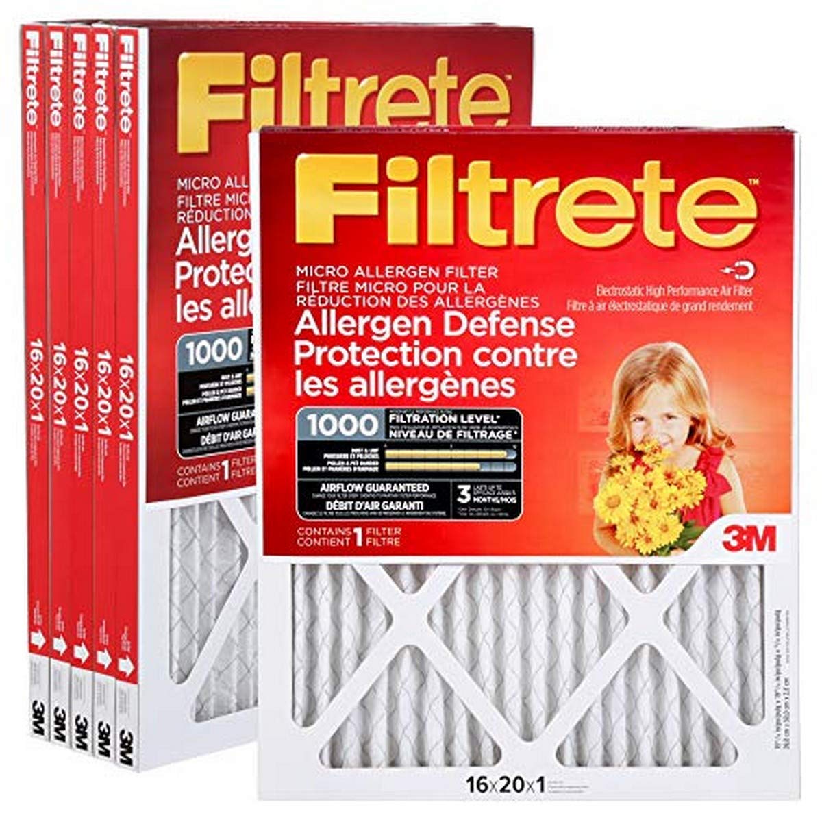 Filtrete 16x20x1 Furnace Filter, MPR 1000, MERV 11, 6 Pack