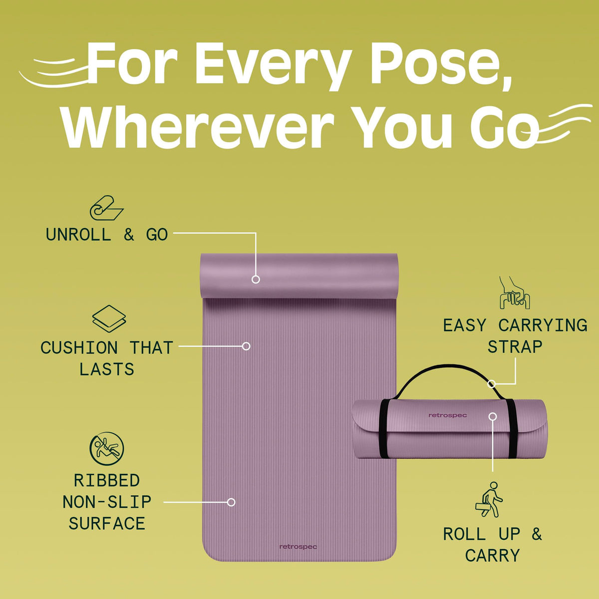 Retrospec Solana Yoga Mat, 1 1/2 Inch Thick