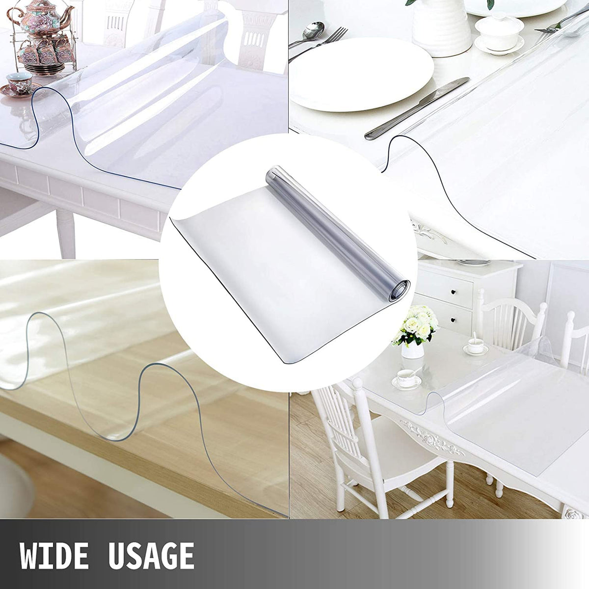 VEVOR Clear PVC Table Protector, 80 x 42 Inch, 2 mm