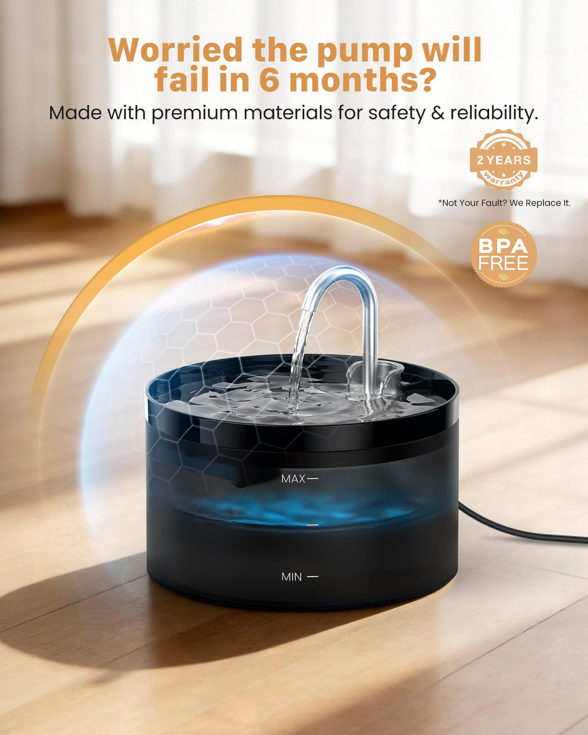 GIOTOHUN Cat Water Fountain, 2 L