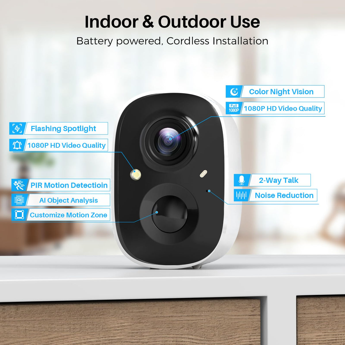 MaxiViz 2K Wireless Battery Outdoor Security Camera (2 Pack)