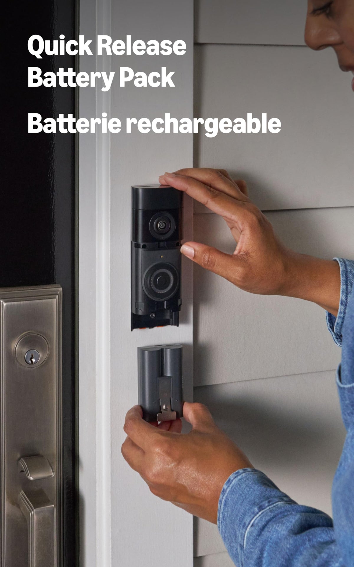Ring Battery Doorbell Plus, 2K, Nickel Silver